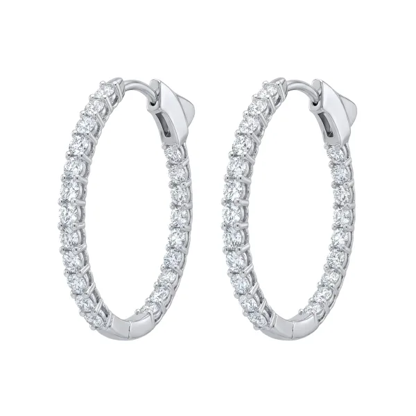 Diamond Hoop Earrings in 14K White Gold (3.00 CTTW)