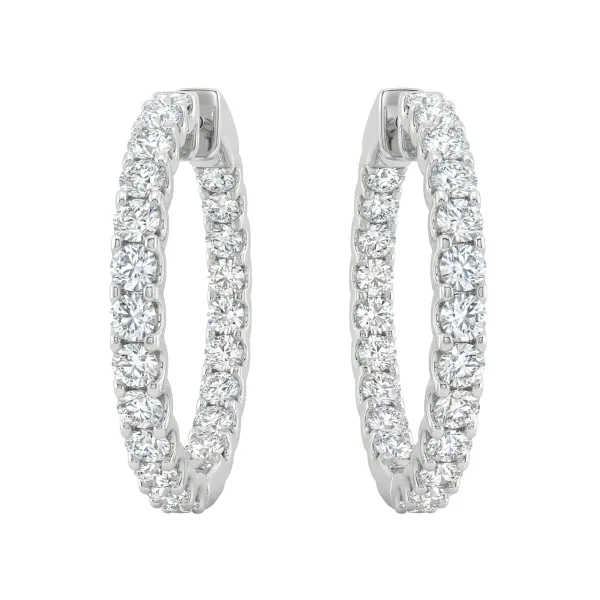 Diamond Hoop Earrings in 14K White Gold (2.99 CTTW)