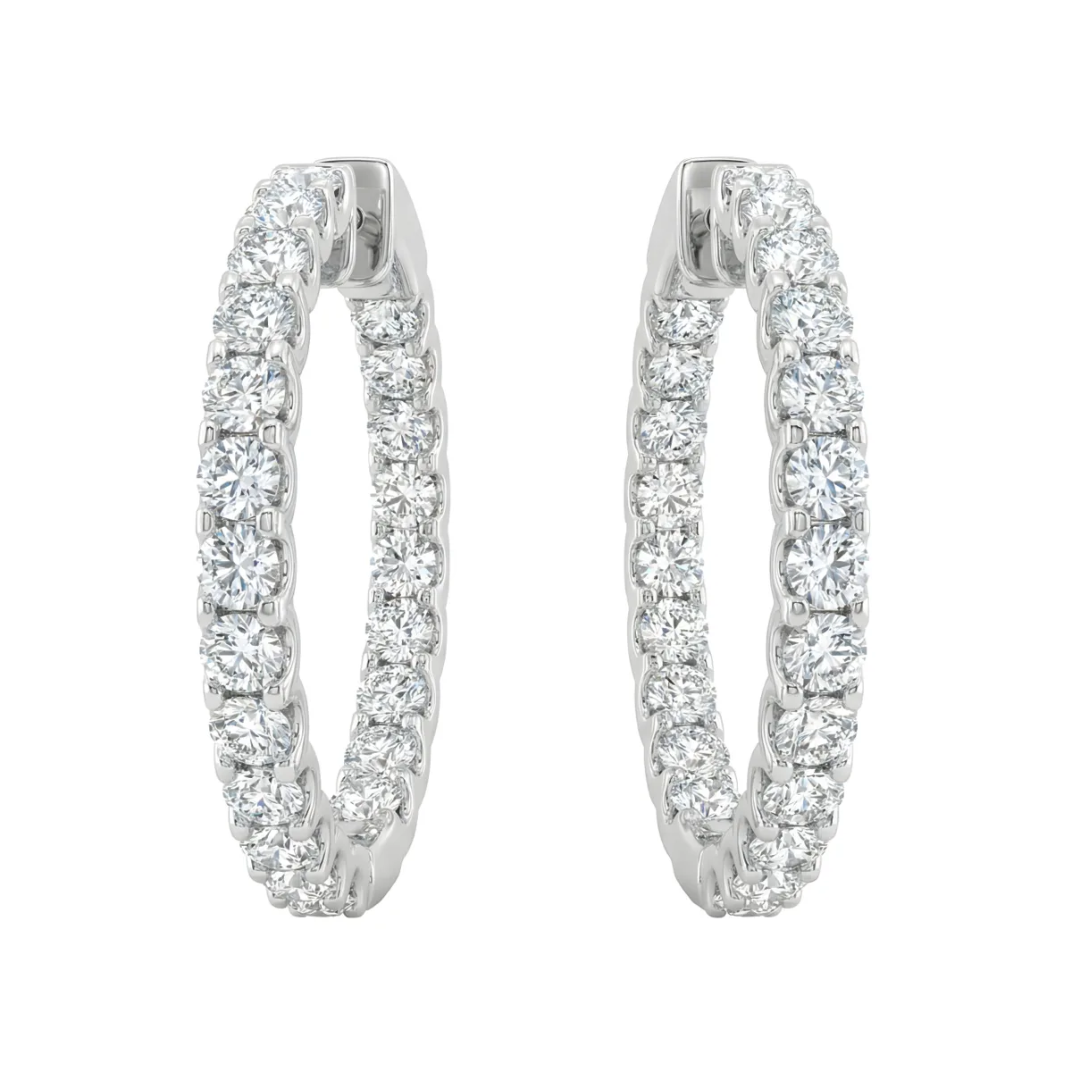 Diamond Hoop Earrings in 14K White Gold (2.99 CTTW)
