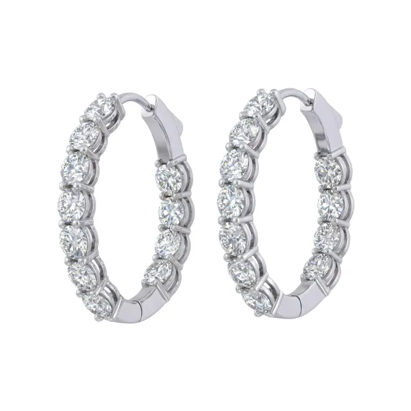 Diamond Hoop Earrings in 14K White Gold (10.00 CTTW)