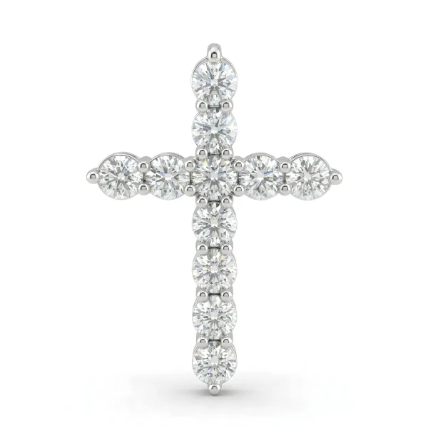Eleven Stone Cross Pendant in 14K White Gold (6.00 CTTW)