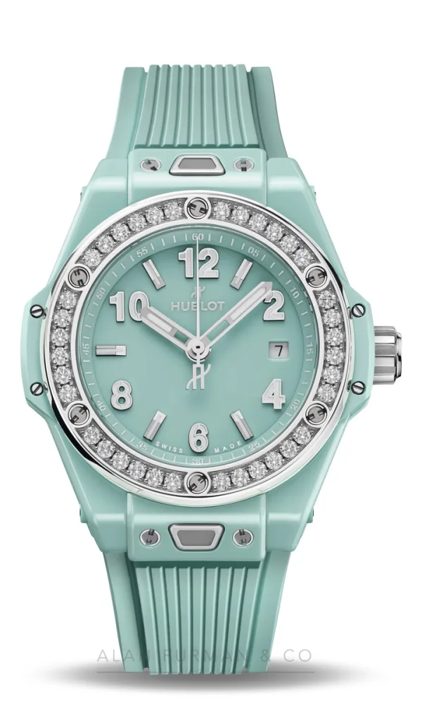 Hublot Big Bang One Click Mint Green Ceramic Diamonds 33mm (Ref. 485.GS.5271.RX.1204)