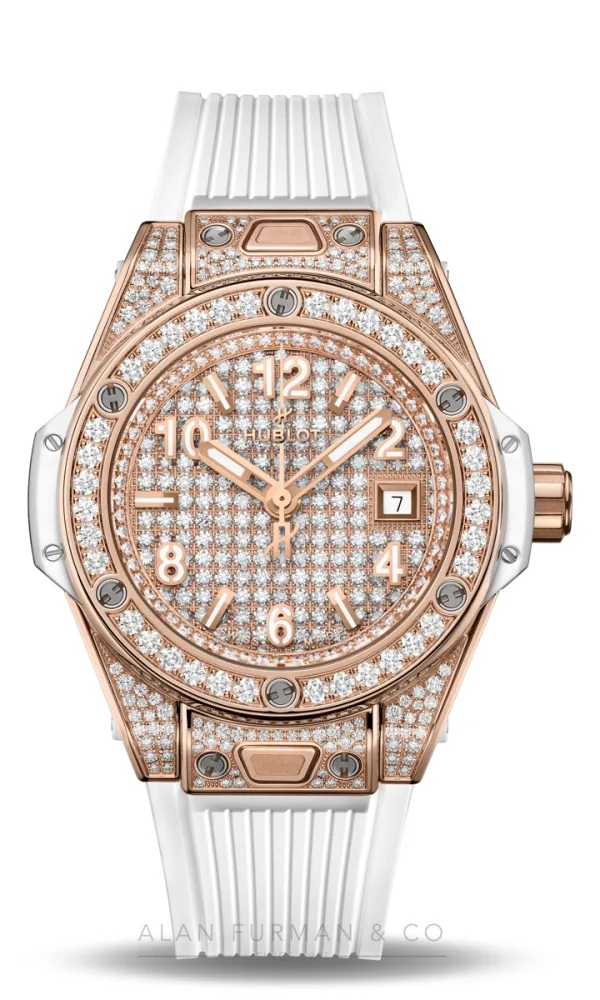 Hublot Big Bang One Click King Gold White Full Pavé 33mm (Ref. 485.OE.9000.RW.1604)