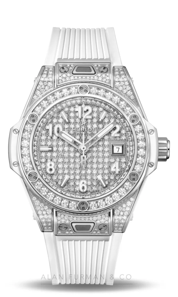 Hublot Big Bang One Click Steel White Full Pavé 33mm (Ref. 485.SE.9000.RW.1604)