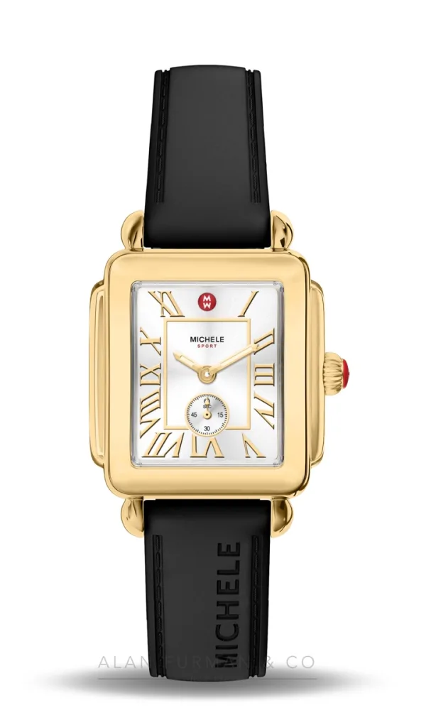 Michele Deco Sport Mid Gold-Tone Black Silicone 31mm (Ref. MWW06H000010)