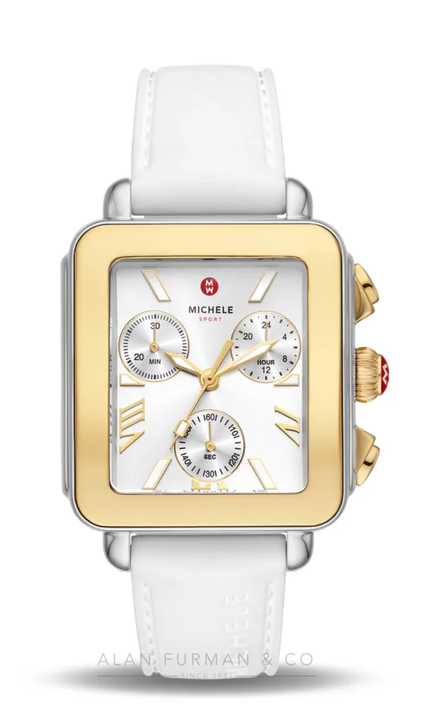 Michele Deco Sport Chronograph Gold-Plated White Silicone 36mm (Ref. MWW06K000069)