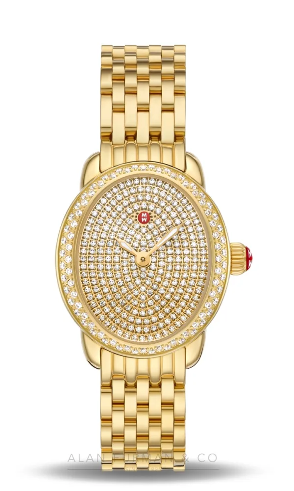 Michele Limited Edition Serein Oval Diamond Pave 18K Gold-Plated Stainless Steel 27mm (Ref. MWW21H000004)
